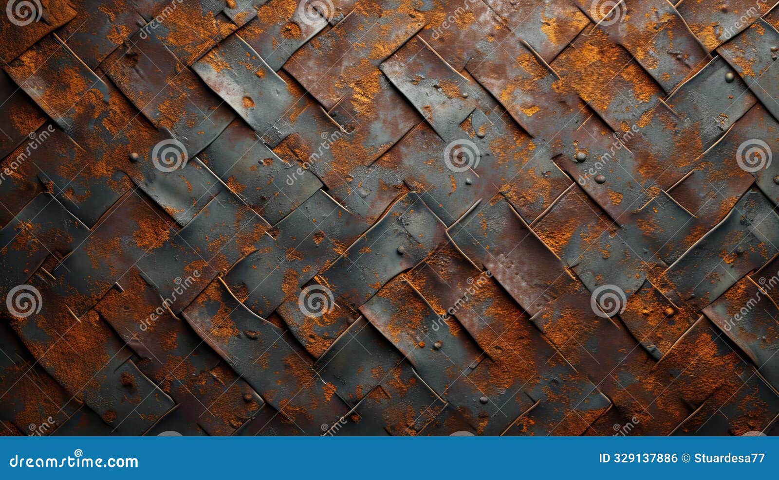 rusty metal herringbone texture close-up