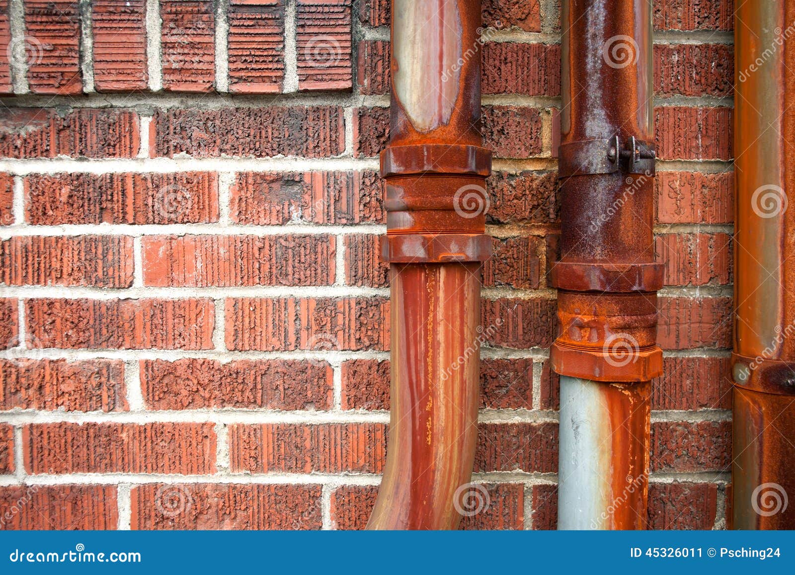 Rusty Metal Pipe on Red Brick Wall Stock Image Image of pipe, pattern