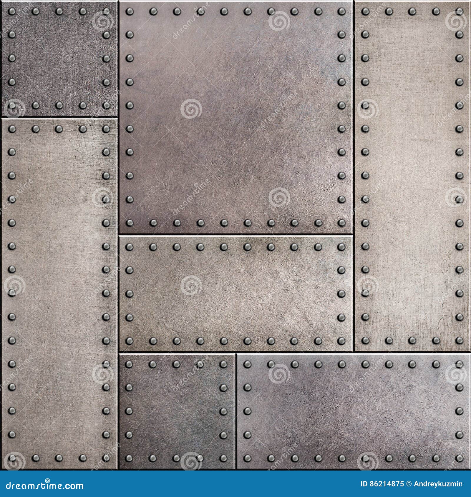 rusty metal plates with rivets seamless background or texture