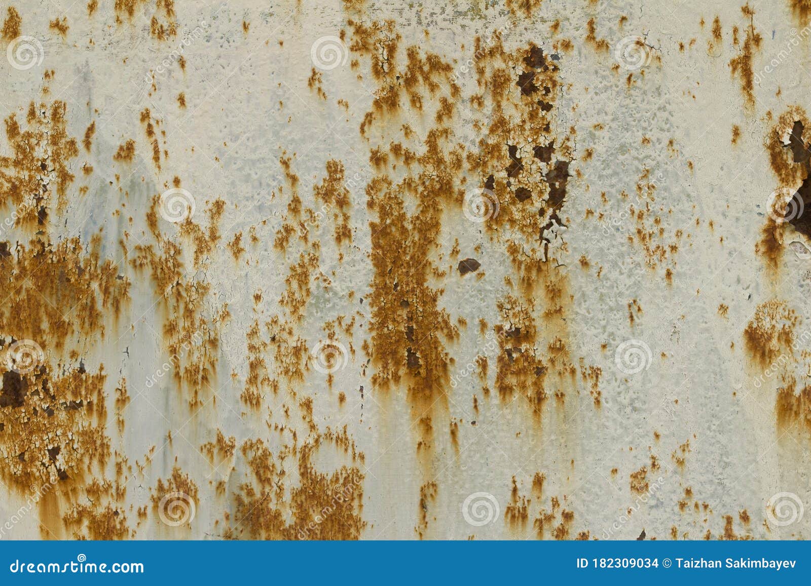 rusty metal surface with streaks of rust.  rusted white painted metal wall. metal  abstract texture