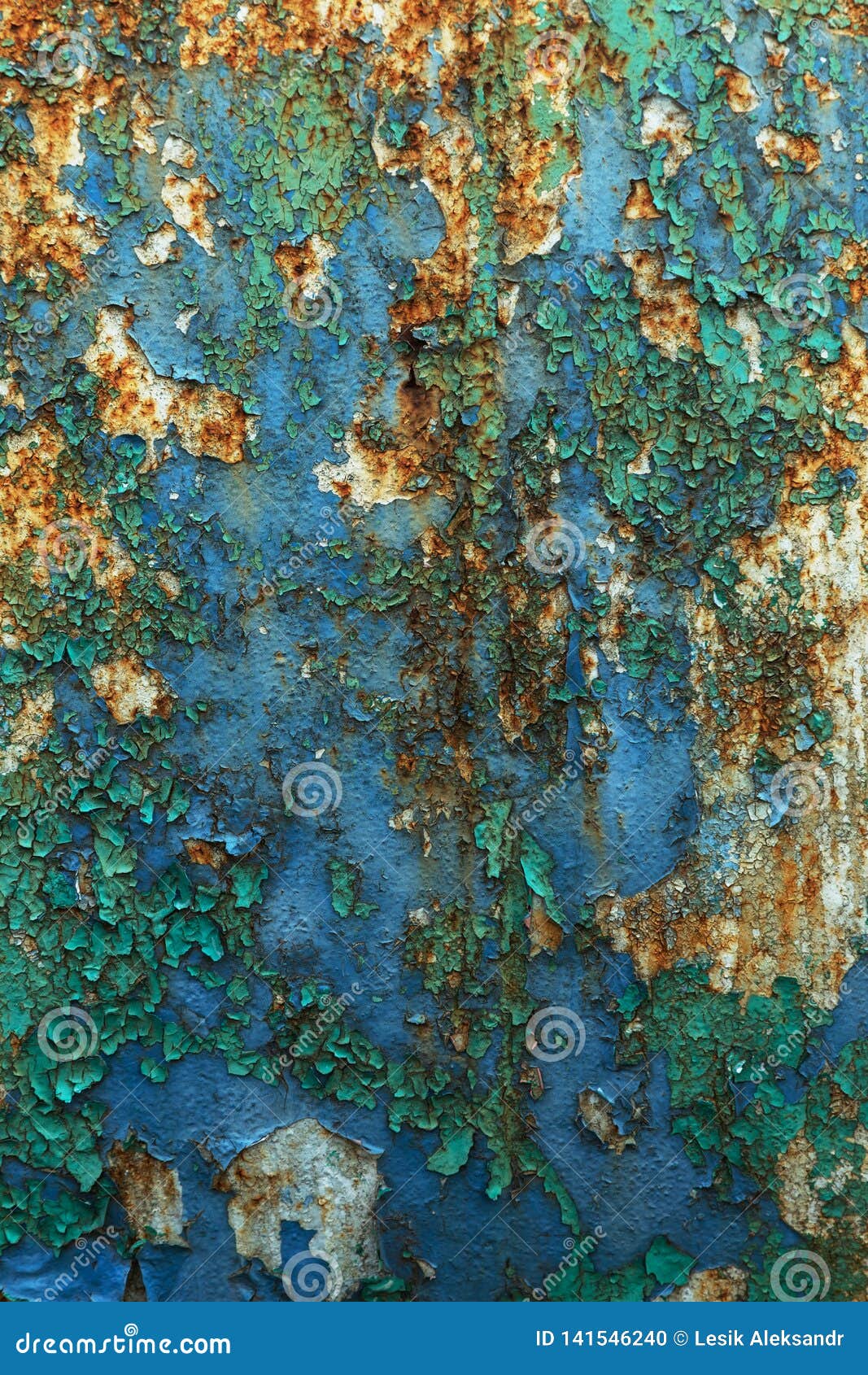 Rusty Metal Wall, Old Iron Sheet, Covered With Rust With Multicolored Paint. Trace Of Remnant