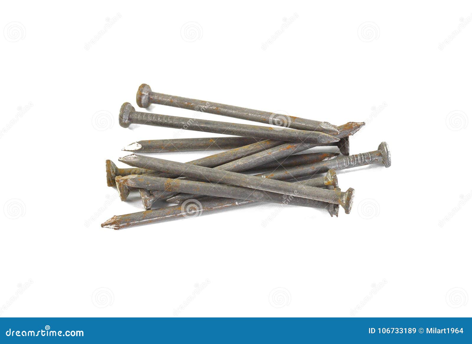 Rusty Nails Isolated on White. Stock Image Image of macro, hand 106733189