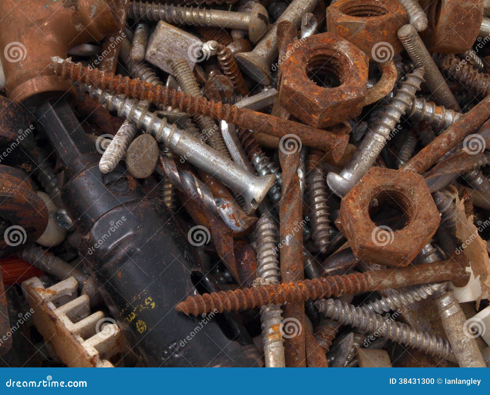 Rusty nuts and bolts. stock photo. Image of thread, rotting 38431300