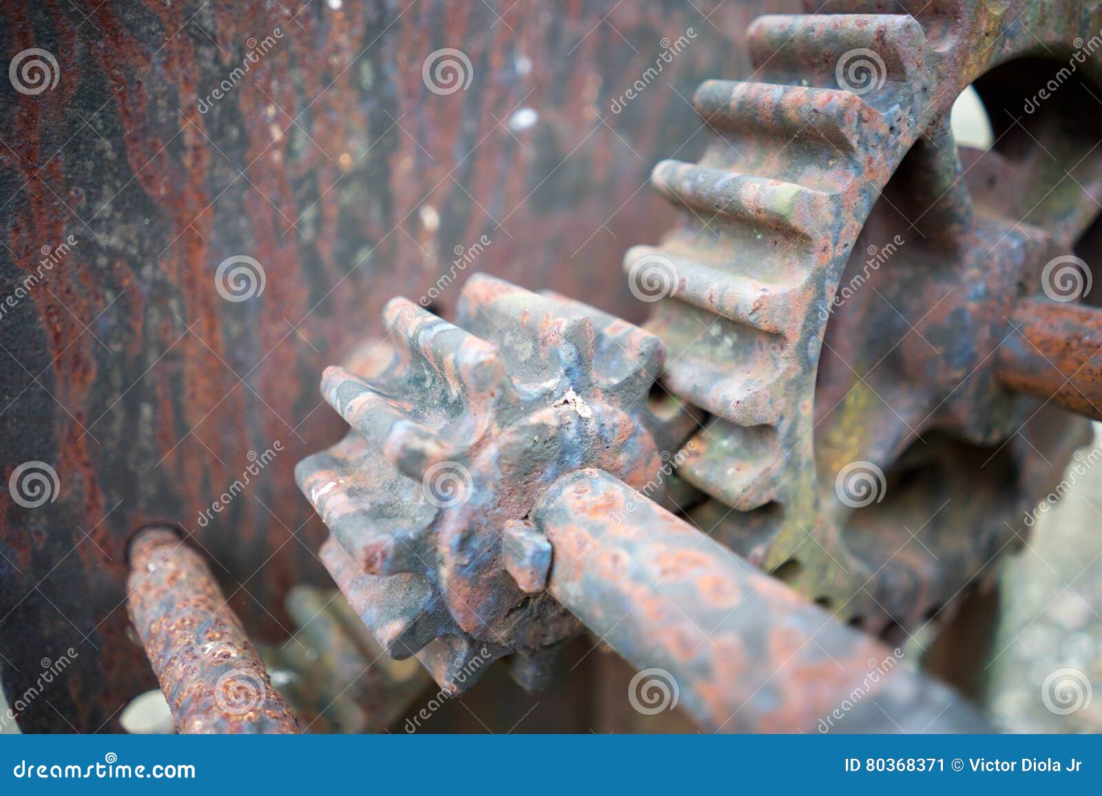 rusty old gears closeup