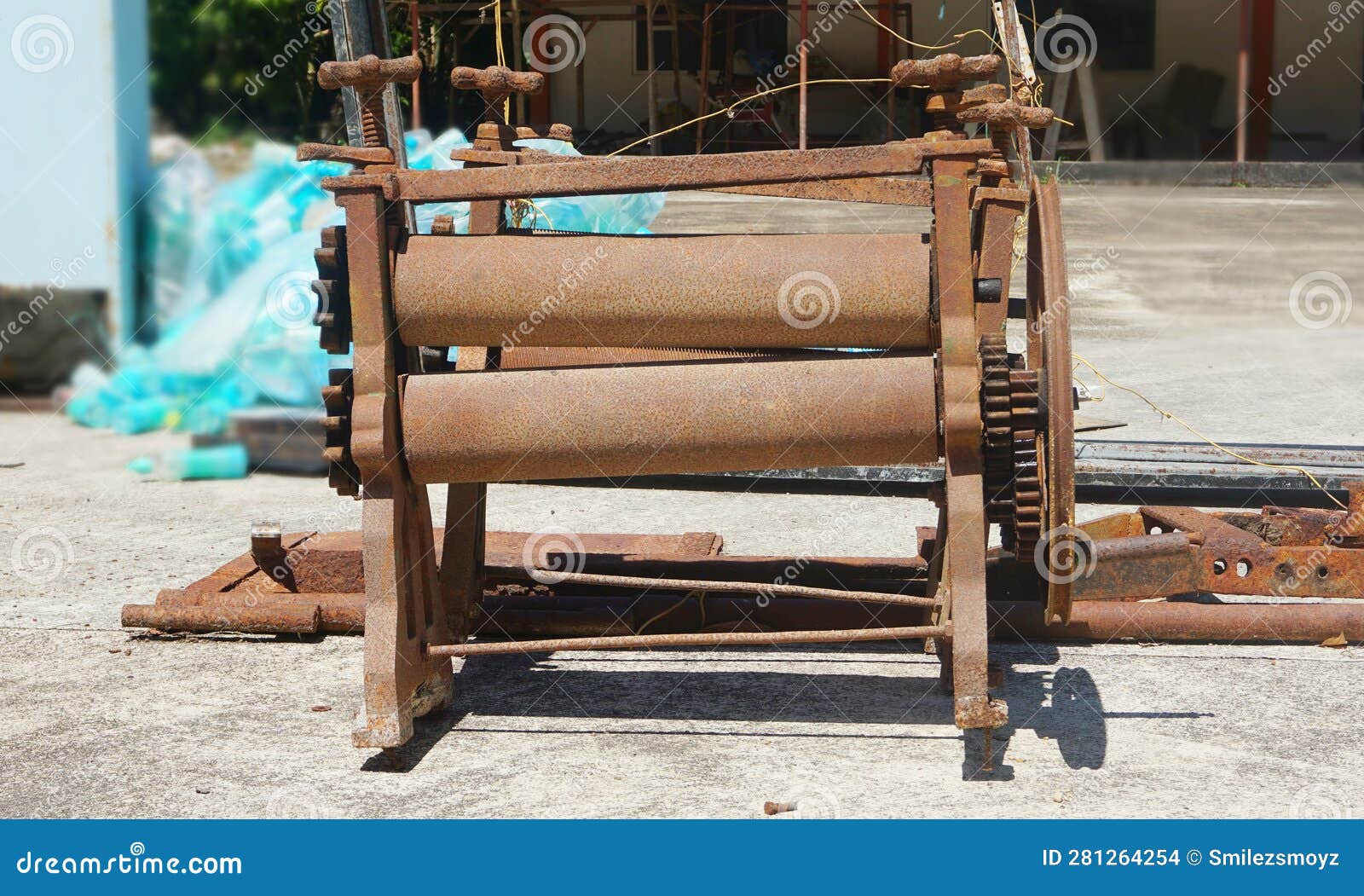 Rusty Old Iron Rubber Sheet Roller Machine Stock Photo Image of