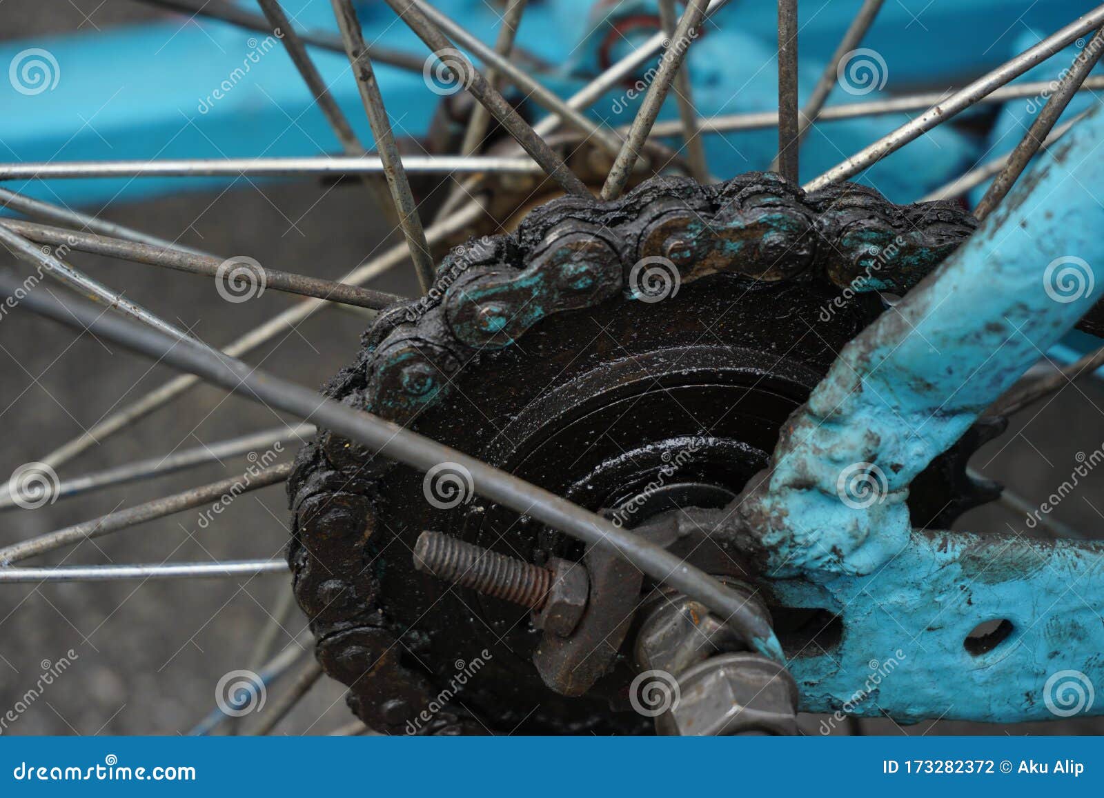 Rusty Old Vintage Bicycle Part Chain and Gear. Stock Photo Image of