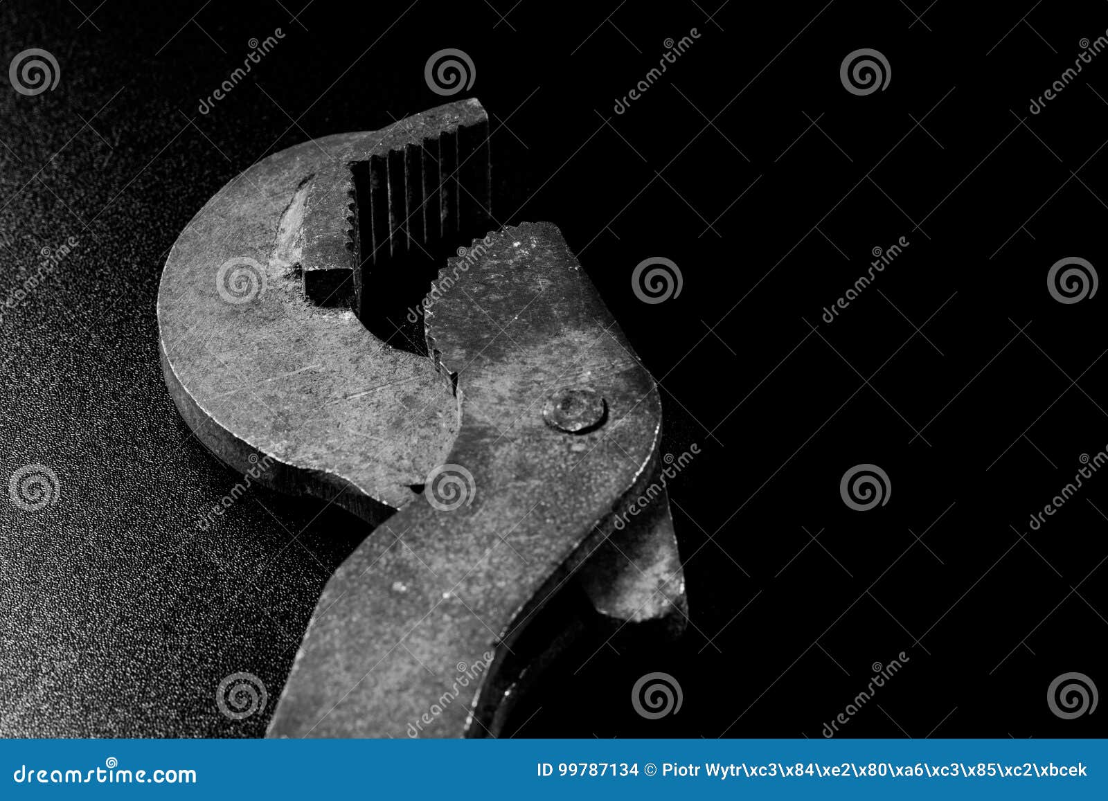 Rusty, Old Keys. Hydraulic Keys on a Black Table in a W Stock