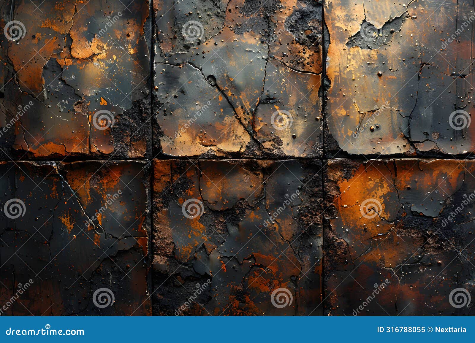 rusty reliefs on weathered industrial pcv floor with canvas-like texture
