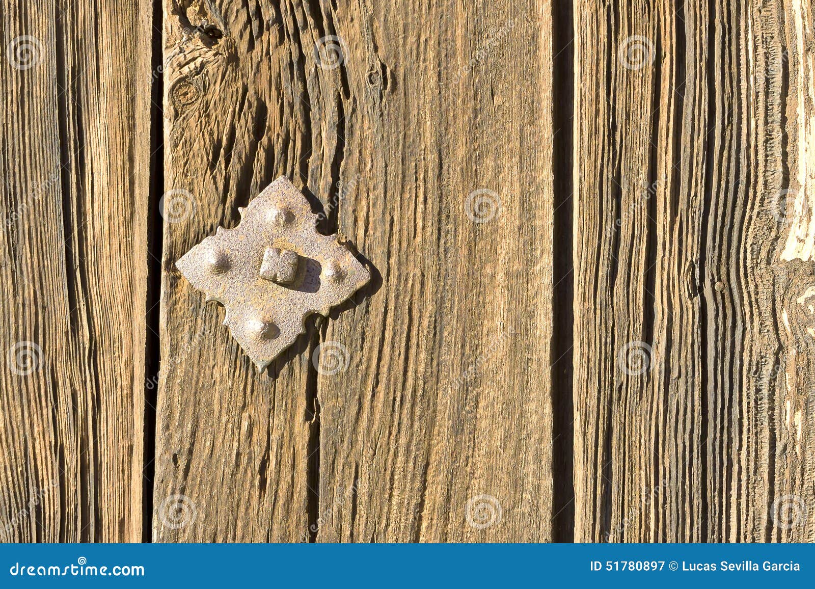 Rusty rivet in wooden door stock image. Image of aged 51780897
