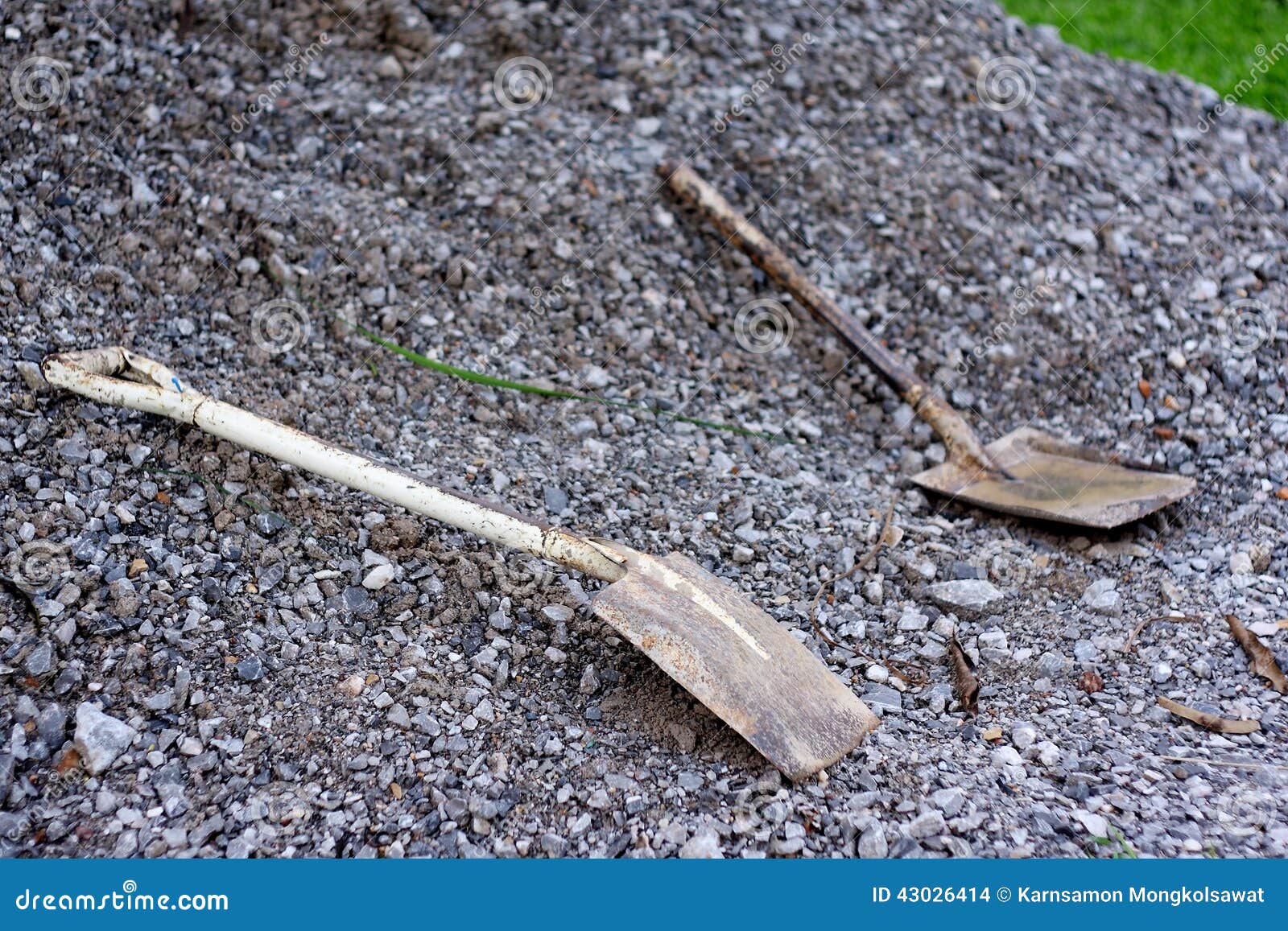Rusty shovel on gravel stock photo. Image of site, sand 43026414