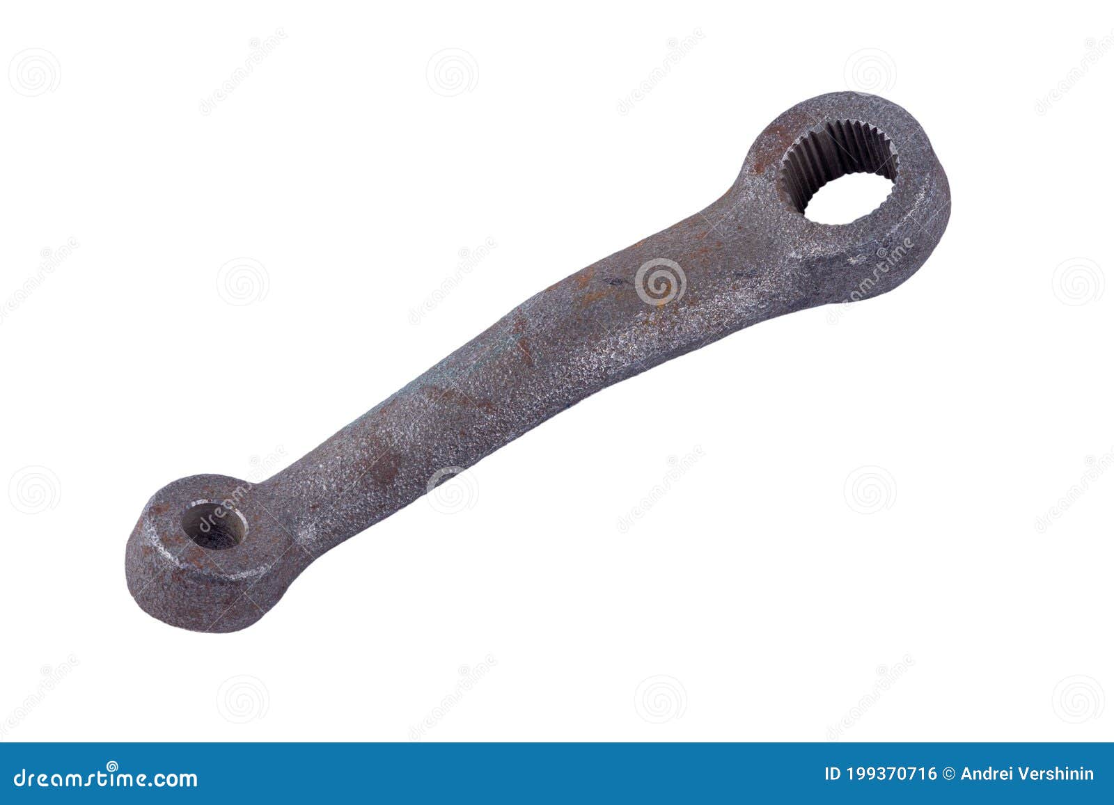 Rusty Steering Shaft Lever Isolated on White Background Stock Photo