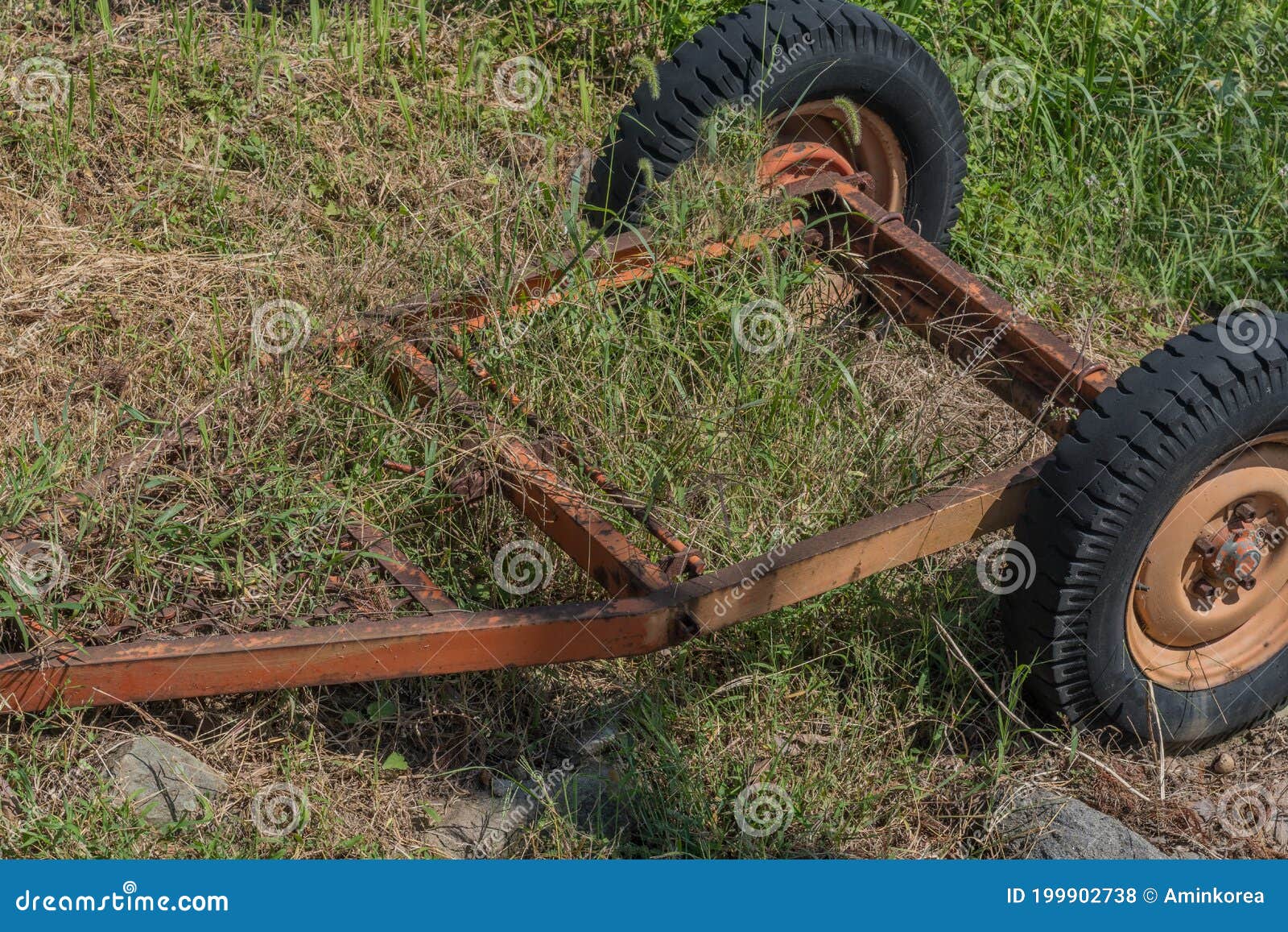 Rusty Trailer Frame and Wheel Assembly Stock Photo Image of