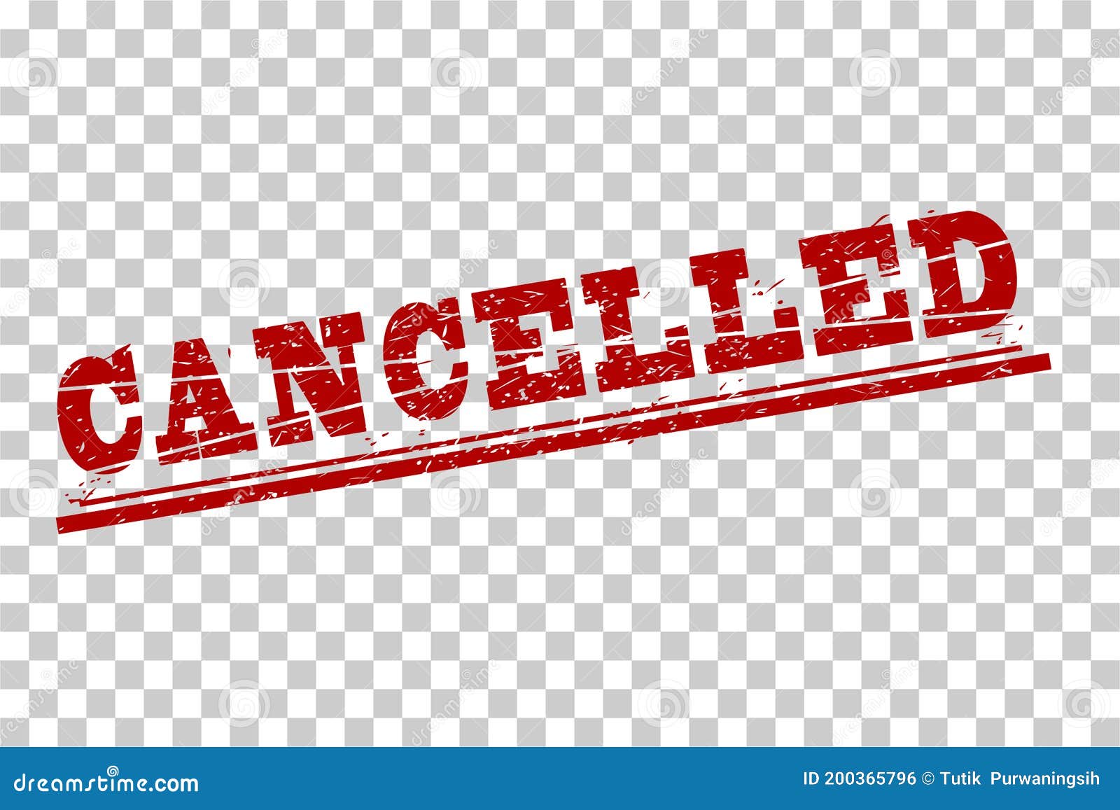 Rusty Vector Red Rubber Stamp, Cancelled at Transparent Effect