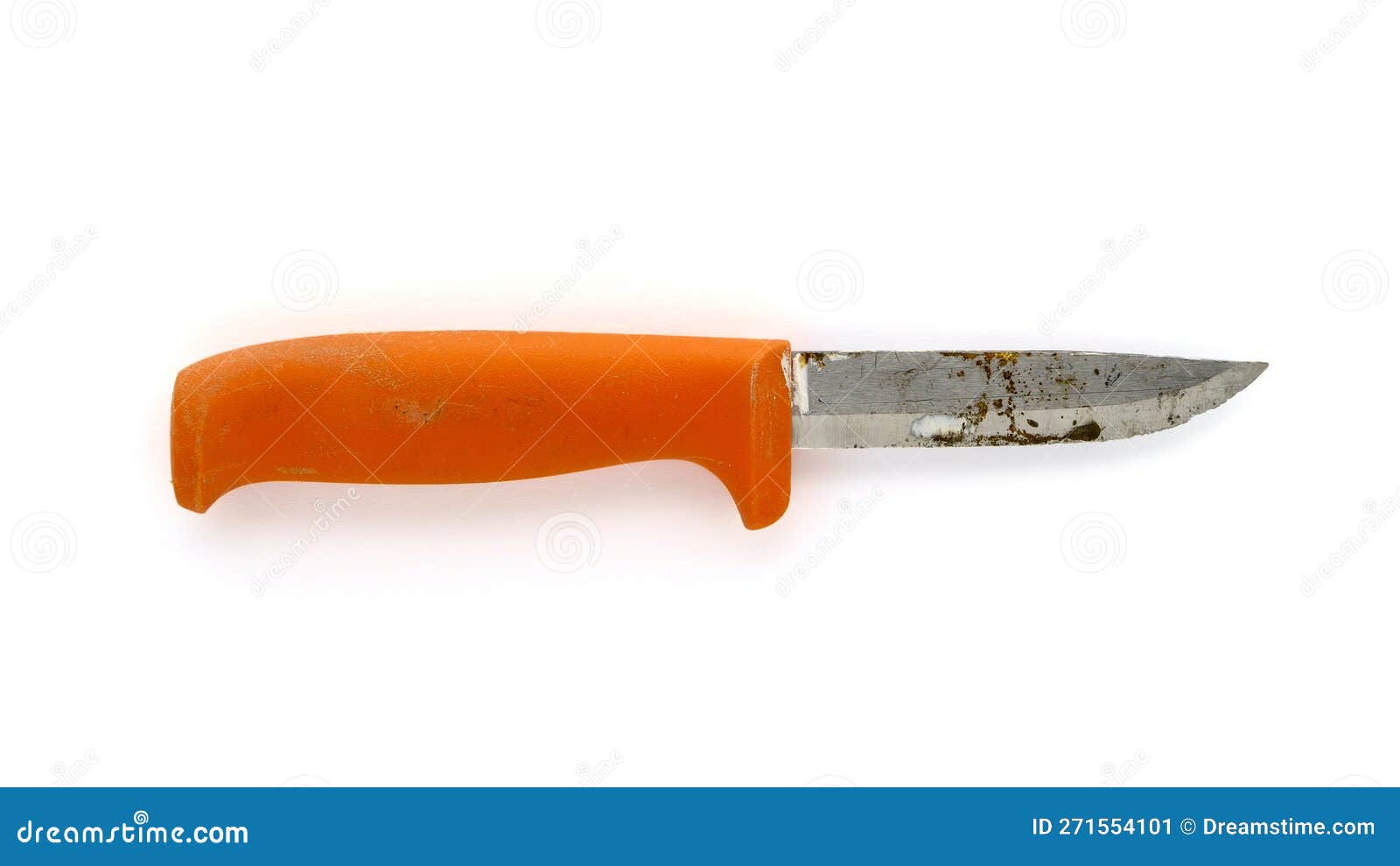 Rusty and Worn Carpenters Knife , Used Tool Isolated on White Stock