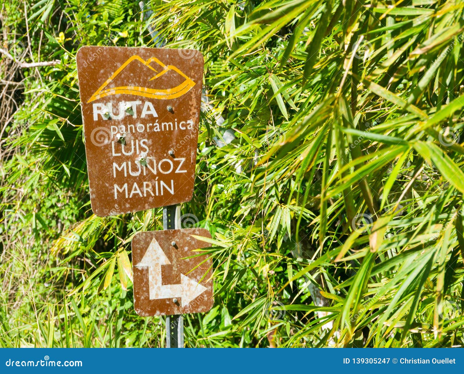 ruta panoramica road sign in puerto rico. usa. this road is little used by tourists but allows to leave the tourist circuit and