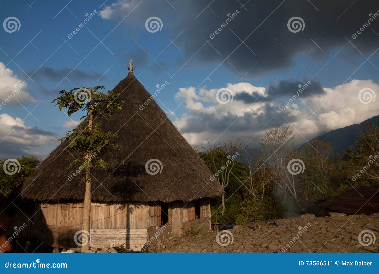 ruteng puu tradtional village, houses typical for the manggarai district in flores.