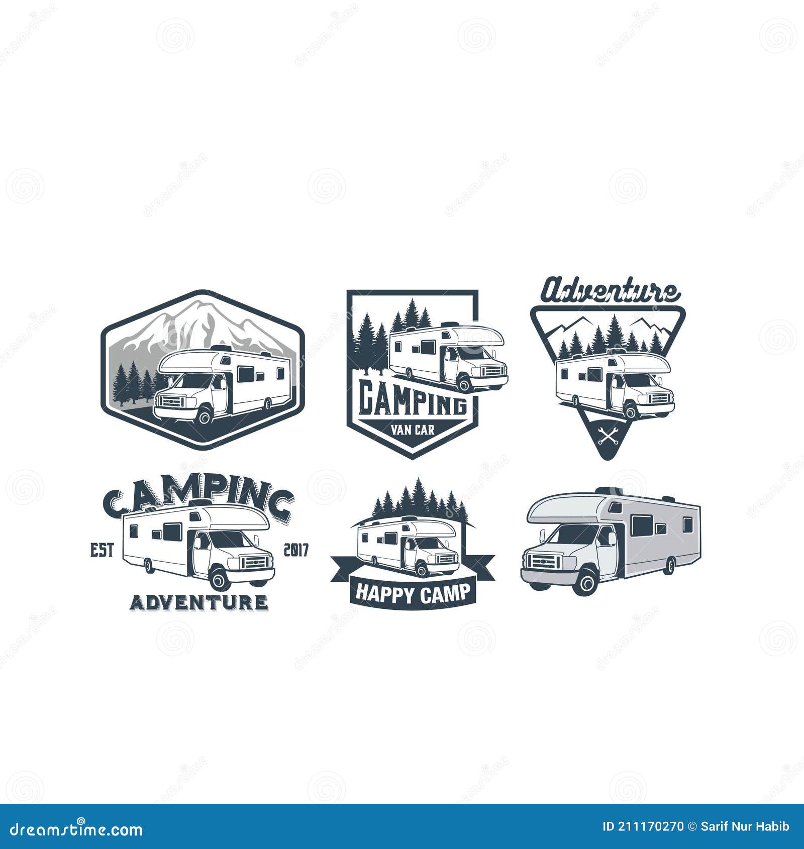 RV Camper Travel Logo Set Design Template Stock Vector - Illustration ...