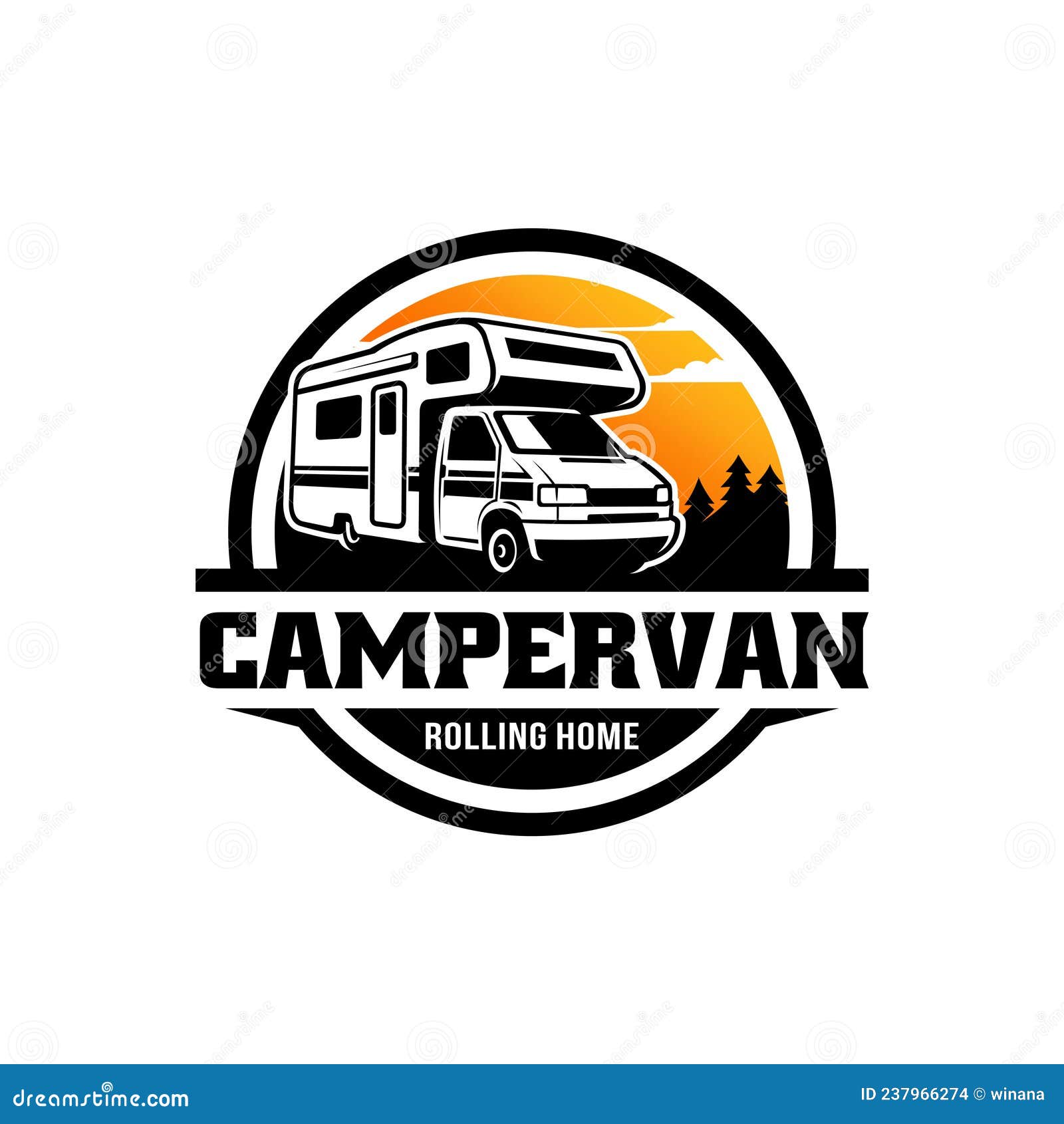 RV - Camper Van - Caravan - Motor Home Illustration Logo Vector Stock ...