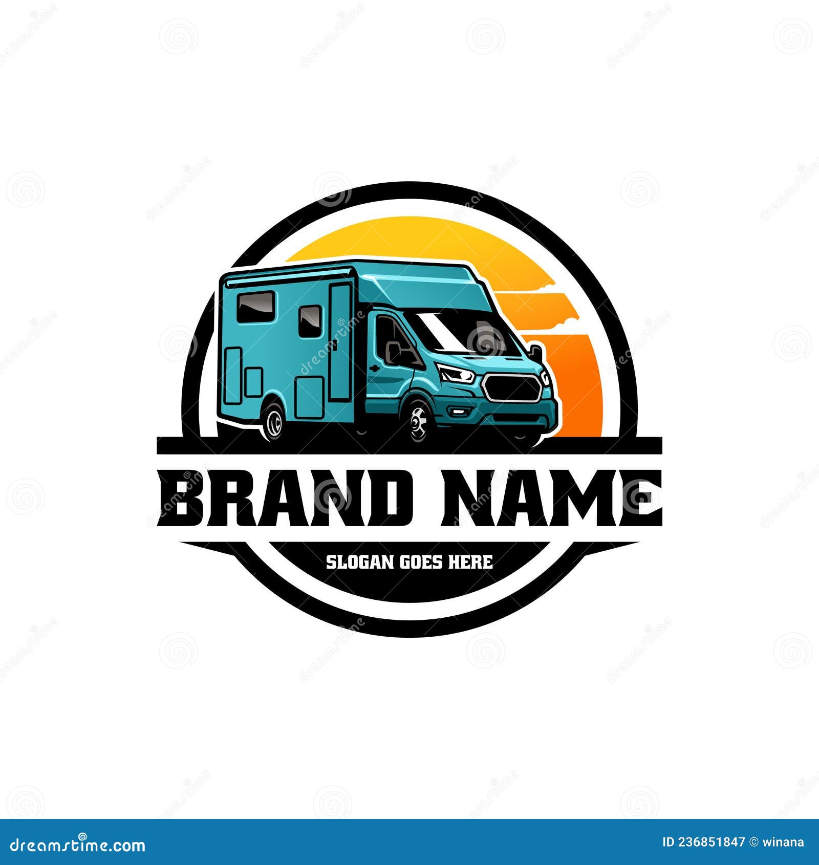 RV, Camper Van, Caravan, Motor Home Illustration Logo Vector Stock ...