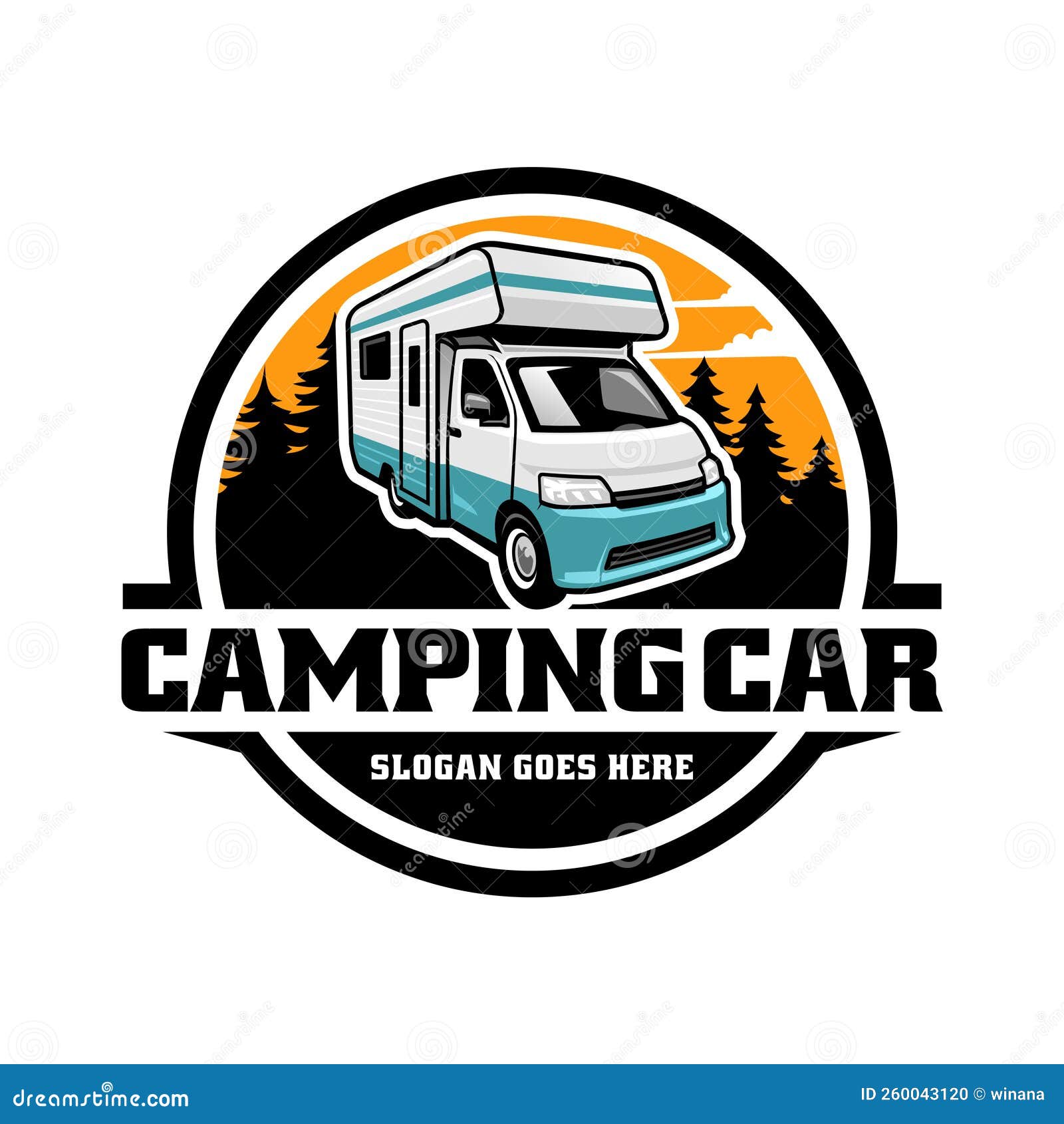 RV, Camping Car Illustration Logo Vector Stock Vector - Illustration of ...
