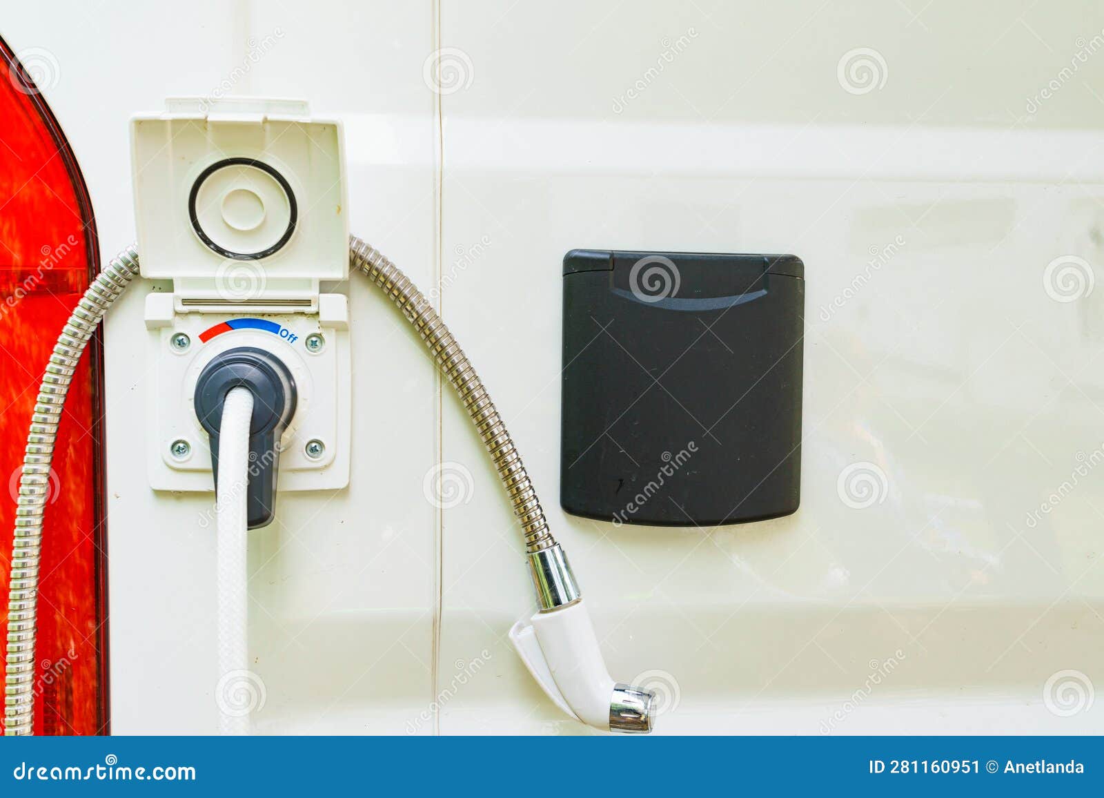 Rv caravan exterior shower stock image. Image of exterior 281160951