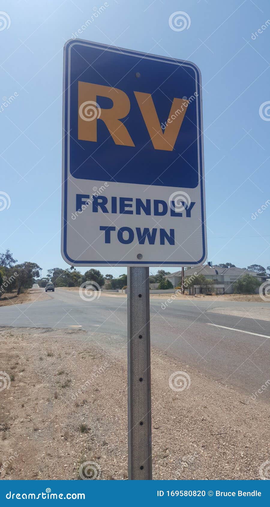 RV Friendly Town sign stock photo. Image of friendly 169580820