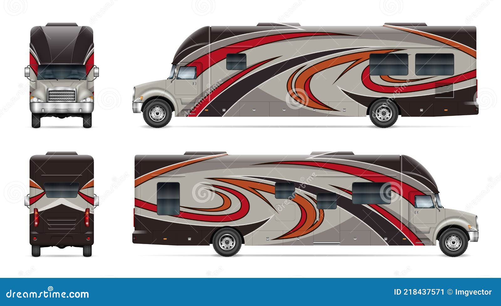 rv  template. vehicle branding mock up side, front, back view
