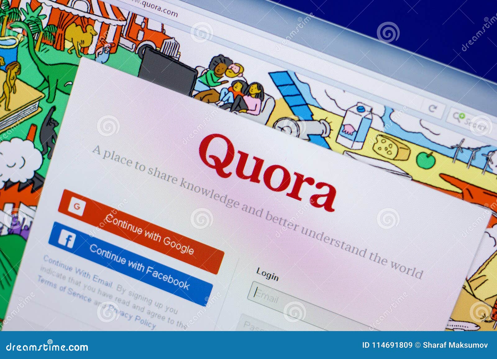 Ryazan, Russia April 16, 2018 Homepage of Quora Website on the