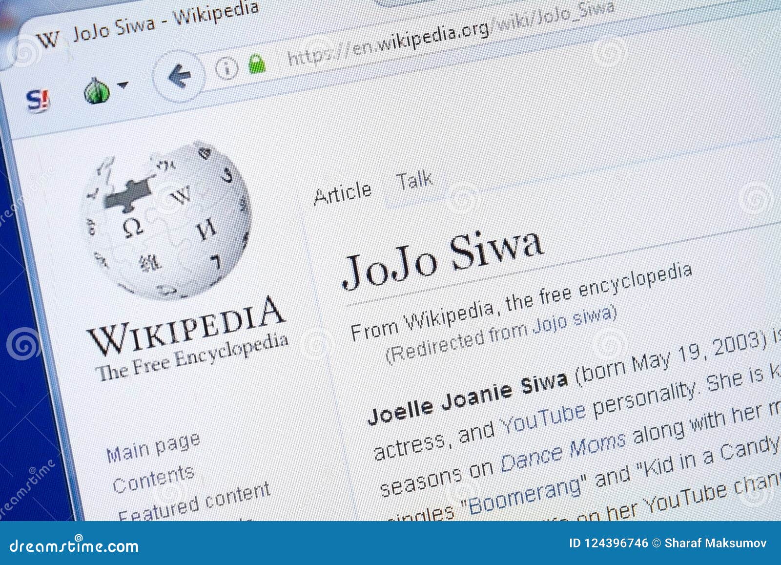 Ryazan Russia August 19 2018 Wikipedia Page About Jojo Siwa