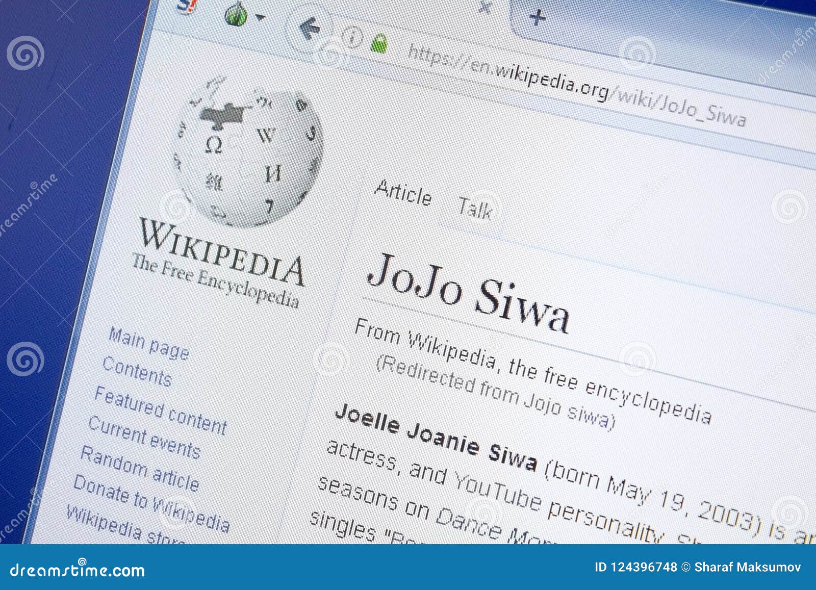 Ryazan Russia August 19 2018 Wikipedia Page About Jojo Siwa