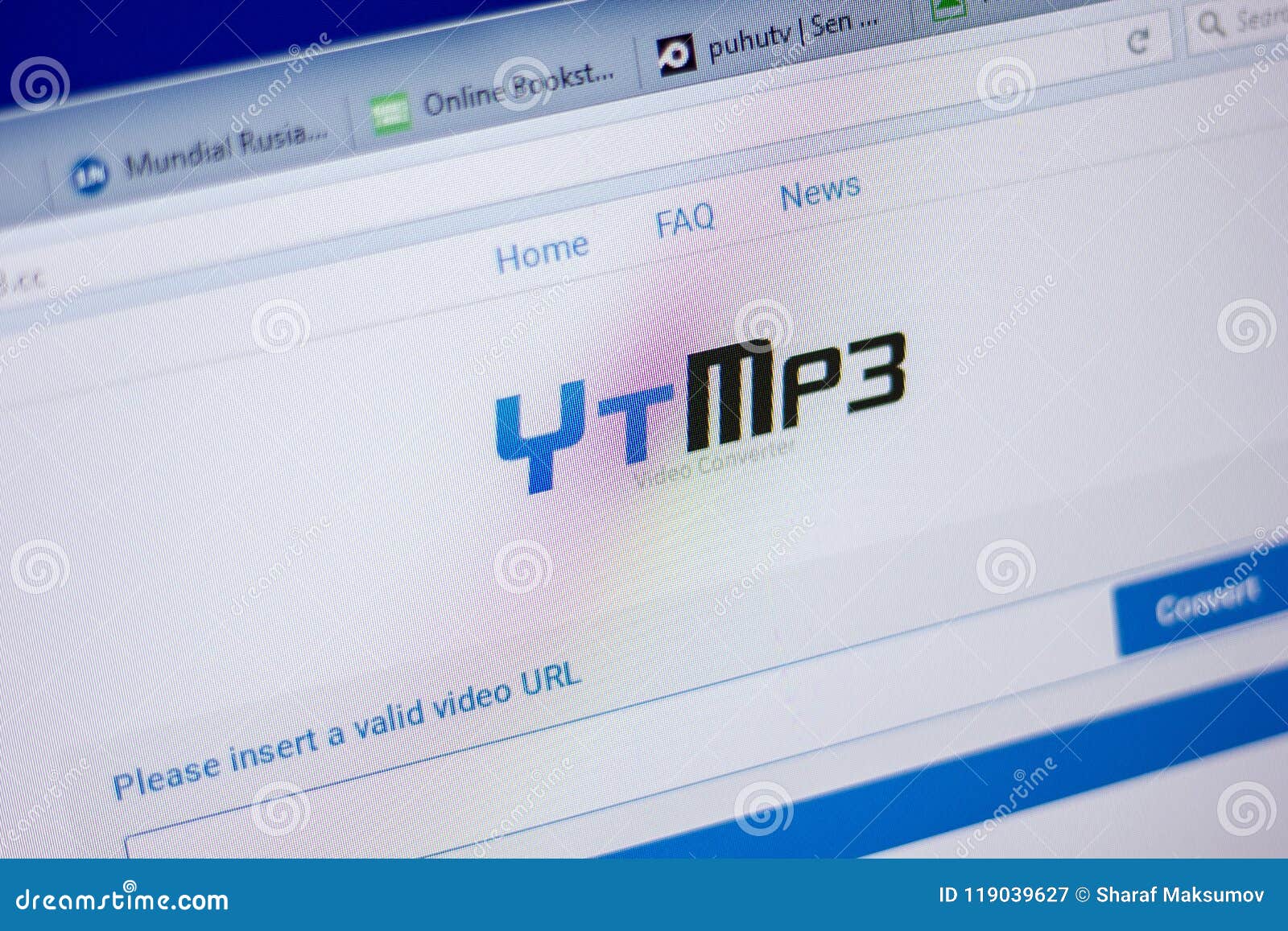 ryazan russia june 05 2018 homepage of ytmp3 website on the display of pc url ytmp3 cc stock image image of data home 119039627