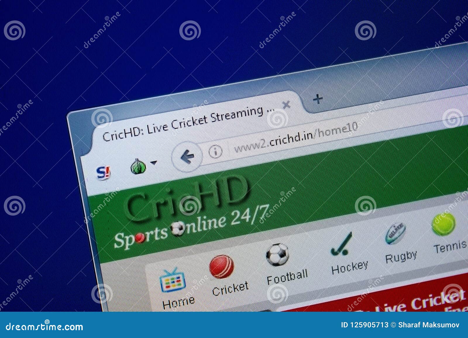 Ryazan, Russia - September 09, 2018 Homepage of Cric Hd Website on the Display of PC, Url - CricHd.in Editorial Stock Photo