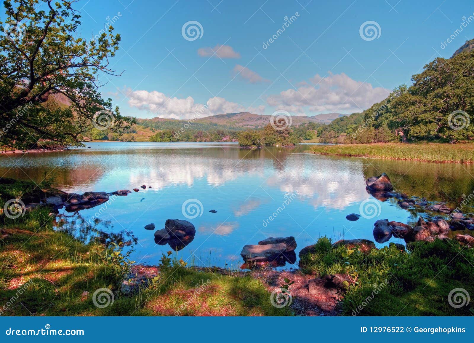Rydal Water in Summer stock photo. Image of waterscene - 12976522