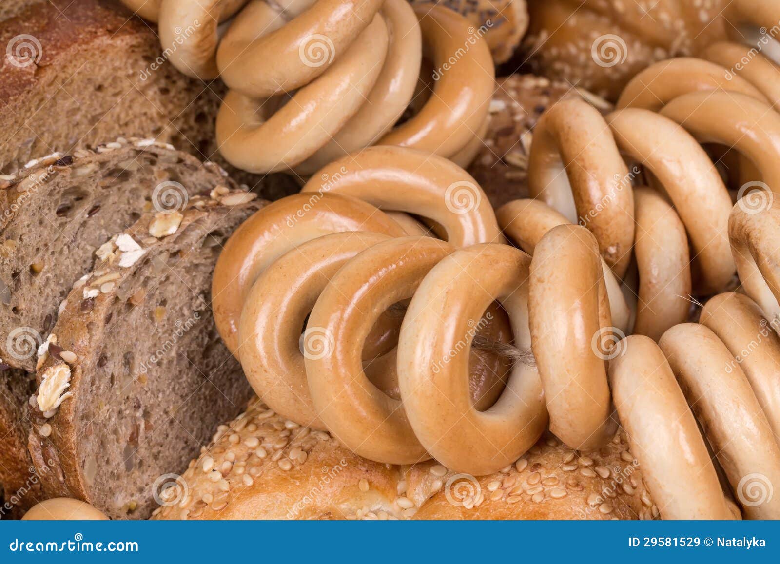 Rye bread and bagels stock image. Image of brown, bake 29581529