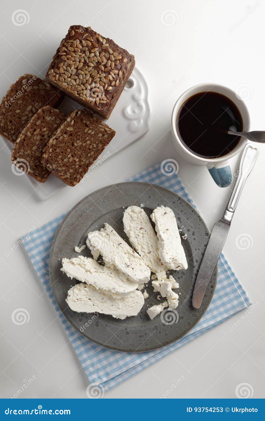 Rye Bread, Cheese and Coffee Stock Image Image of plate, table 93754253
