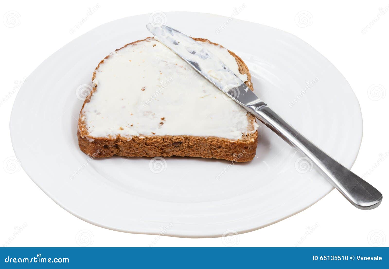 Rye Bread with Cheese Spread and Knife on Plate Stock Photo Image of