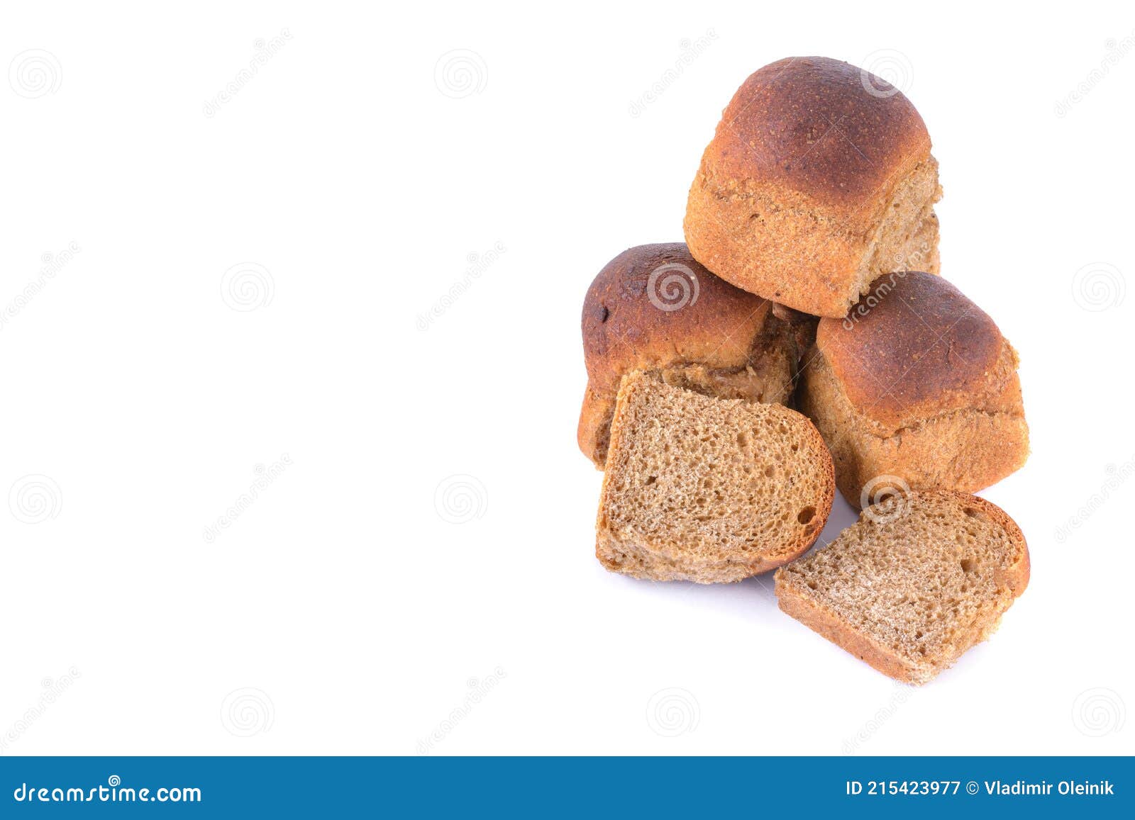Rye Bread with Garlic is Isolated on a White Background, Selective