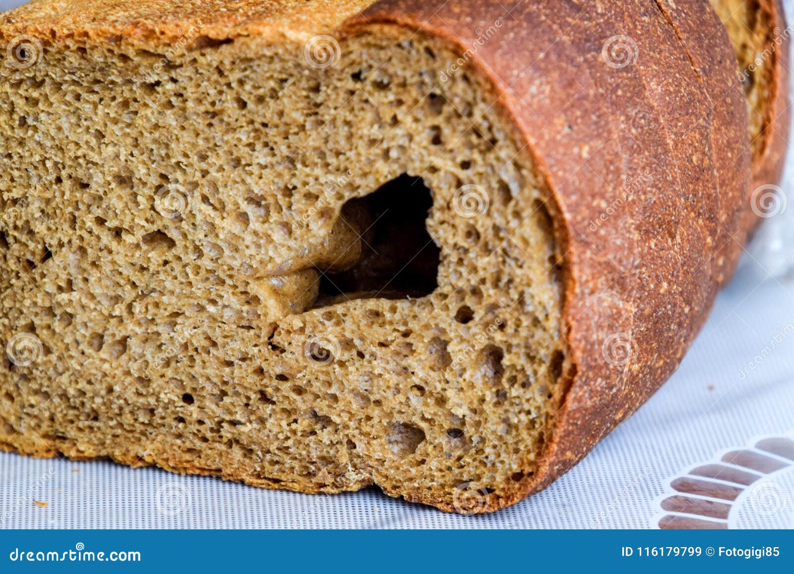 Rye Bread with a Large Hole in the Cut. Stock Image Image of cereal