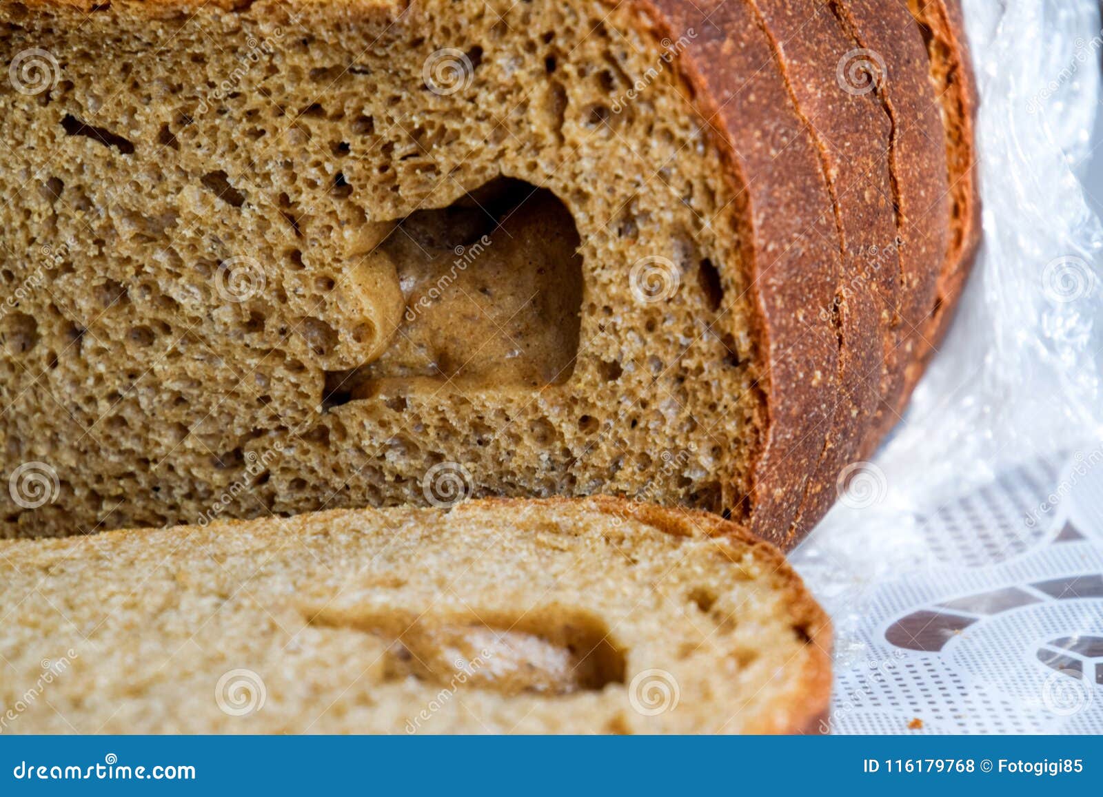 Rye Bread with a Large Hole in the Cut. Stock Photo Image of lunch