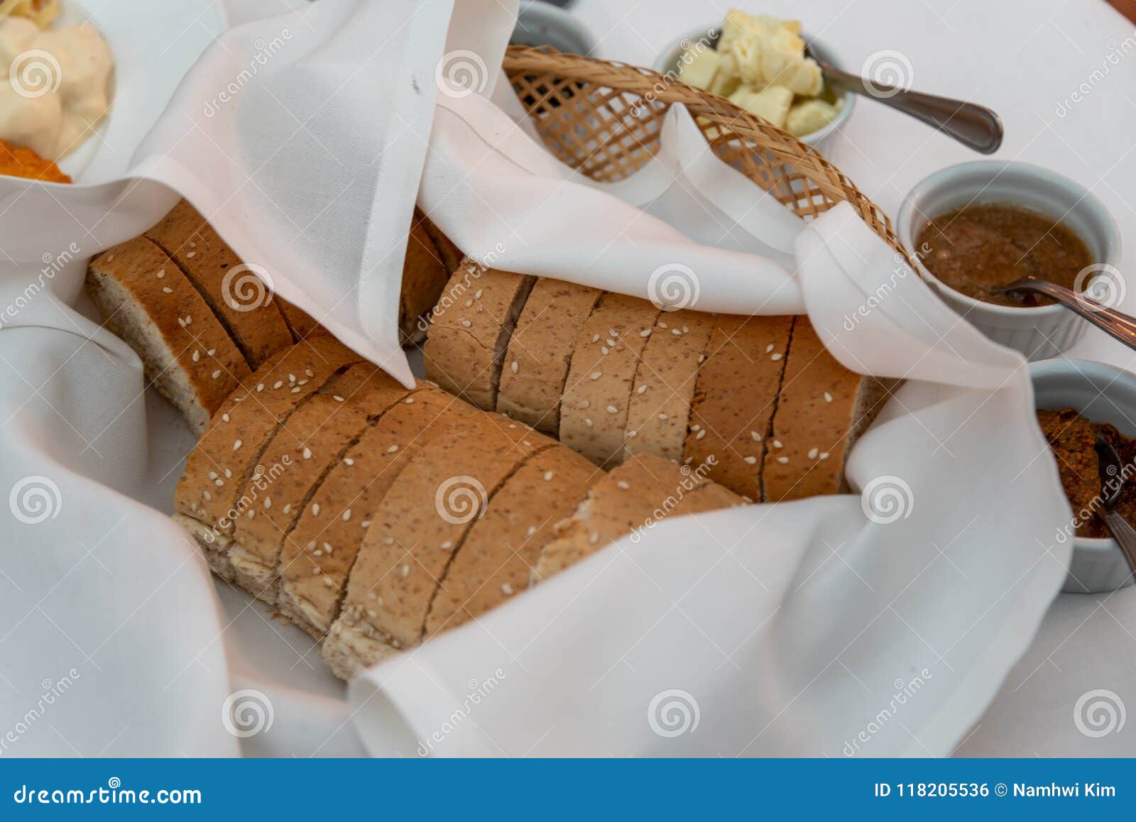 Rye bread and sauces stock photo. Image of butter, baked 118205536