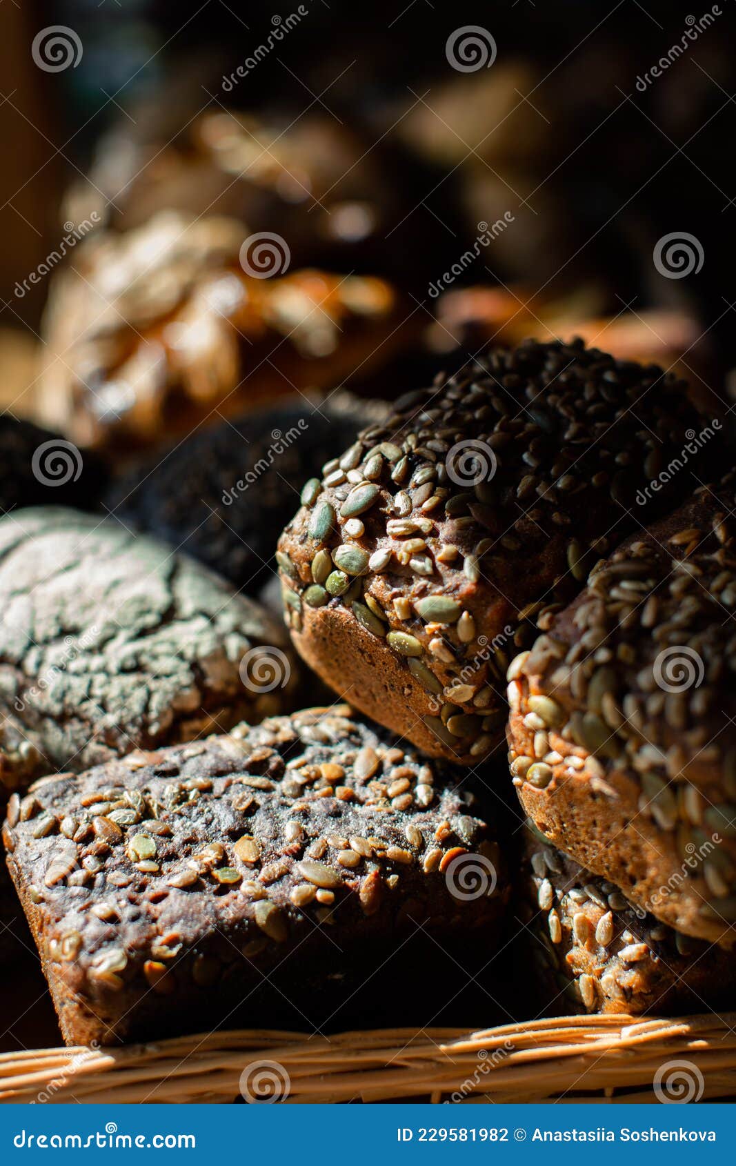 Rye Bread with Seeds in a Basket Stock Photo Image of traditional