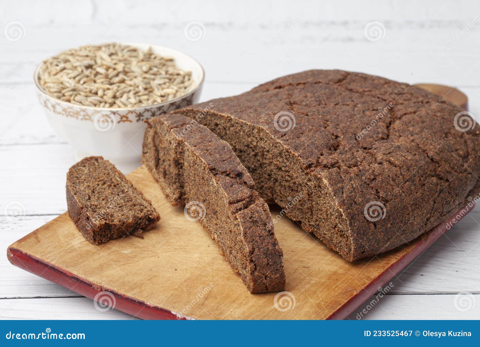Rye Bread with Seeds Lies on a Light Table. Stock Image Image of