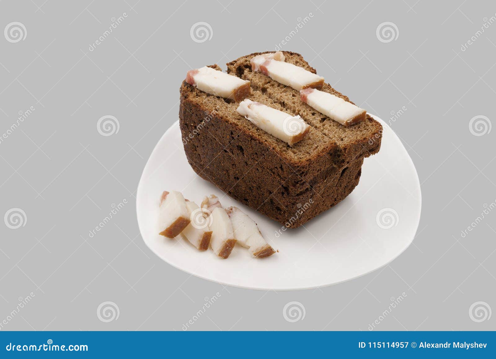 Rye Bread and Slices of Fat. Stock Image Image of natural, lard