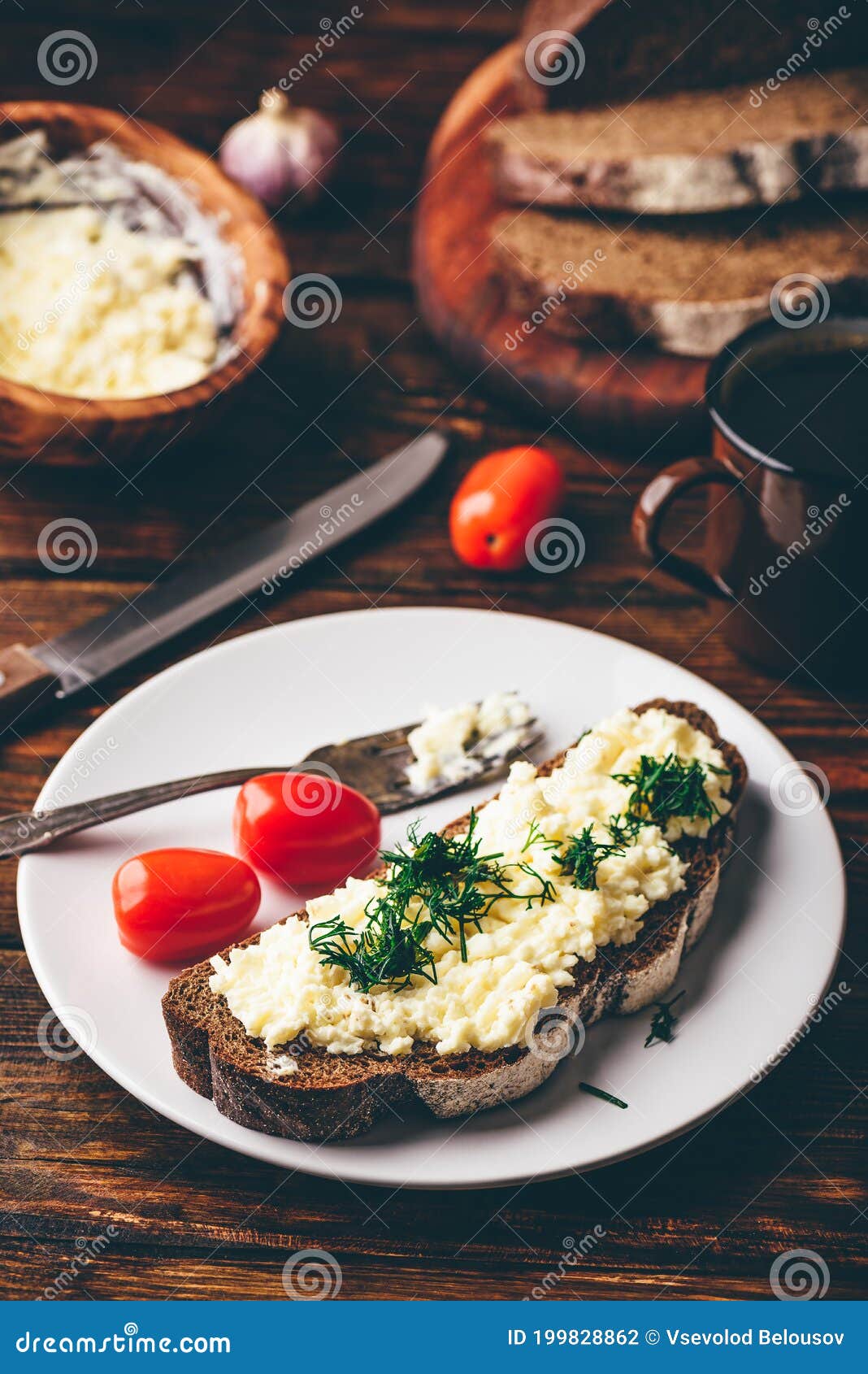 Toast with Processed Cheese, Garlic and Dill Stock Photo Image of bruschetta, dinner 199828862