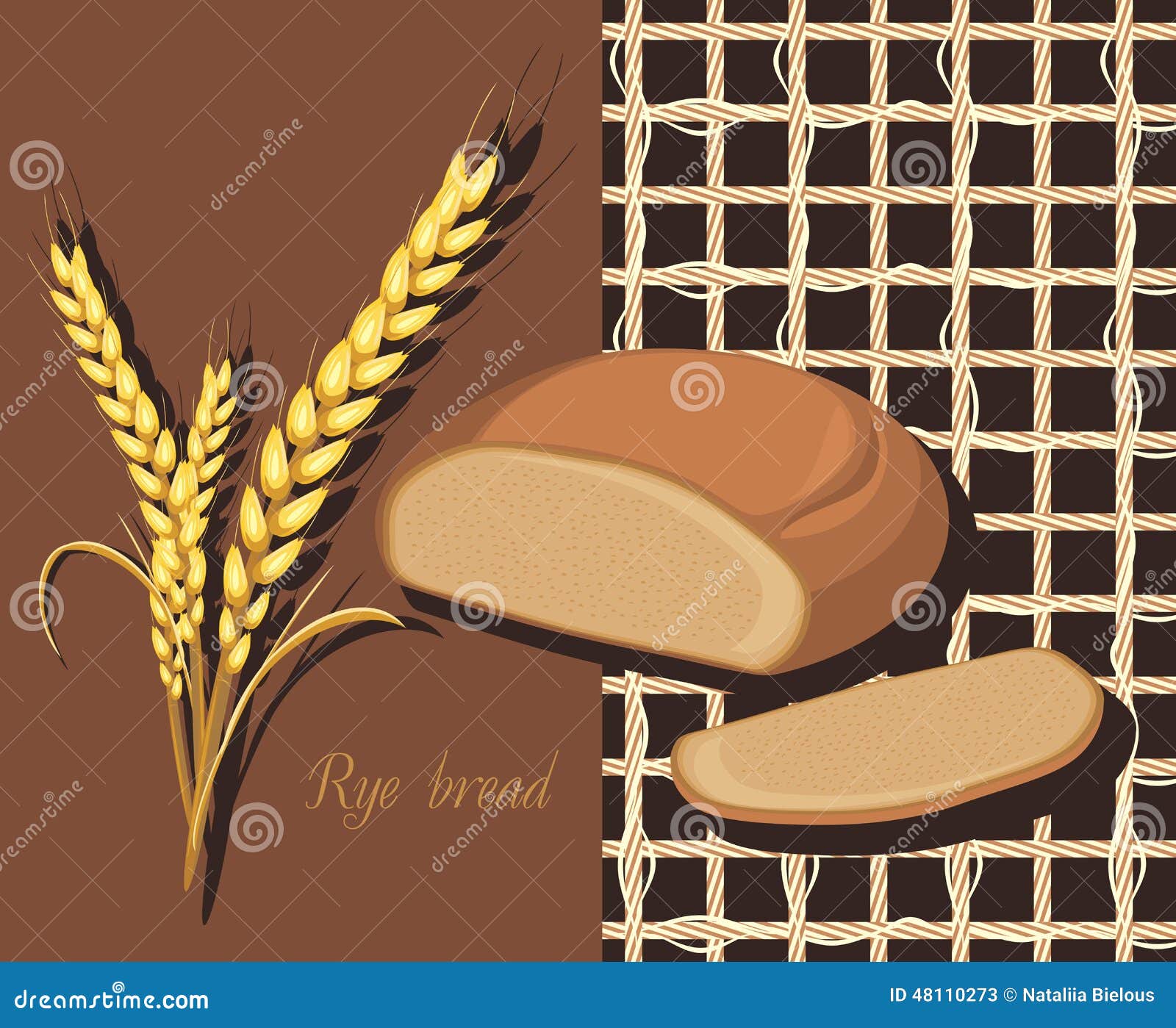 Rye Bread and Wheat Ears. Label for Design Stock Vector Illustration of cereal, industry 48110273