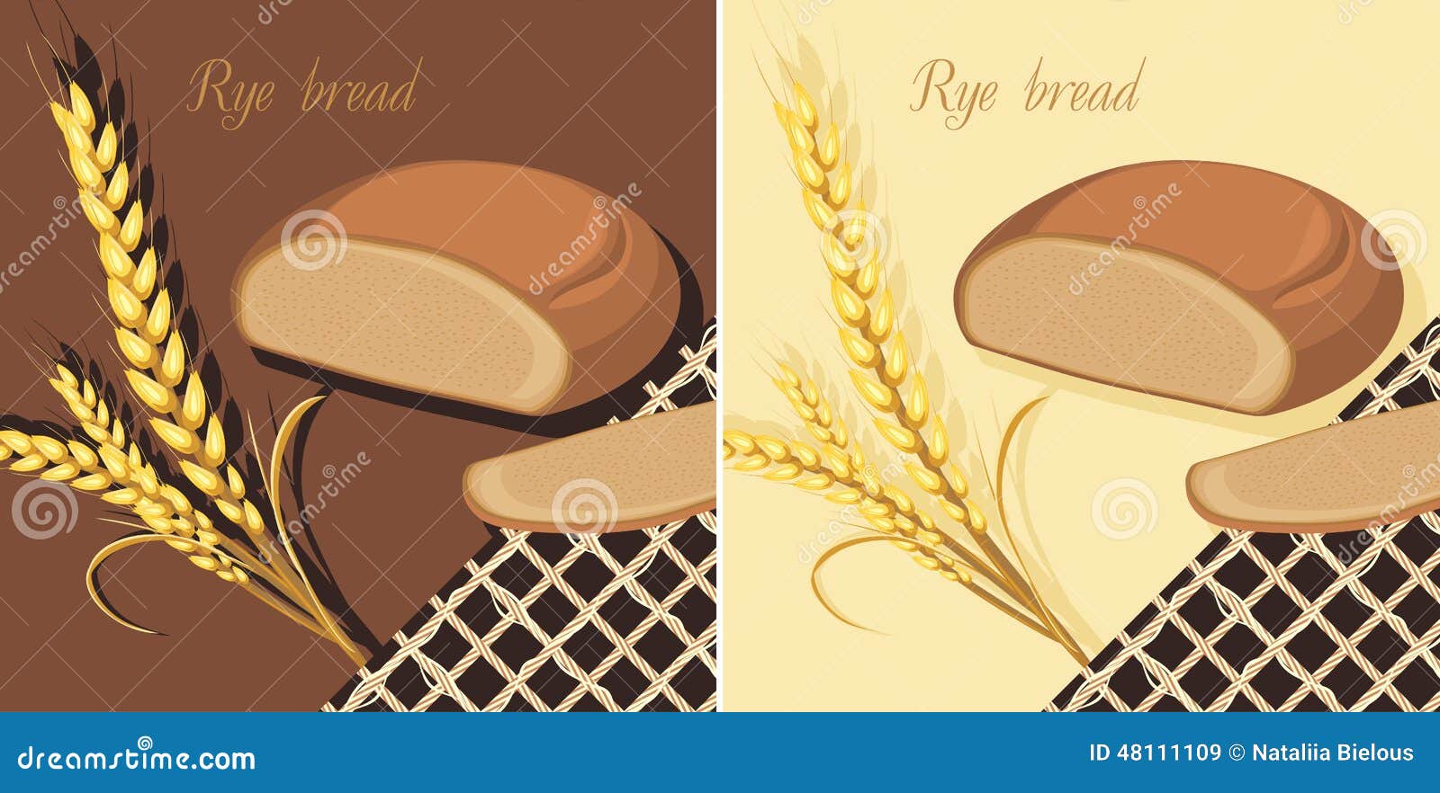 Rye Bread and Wheat Ears. Labels for Design Stock Vector Illustration of harvest, autumn 48111109