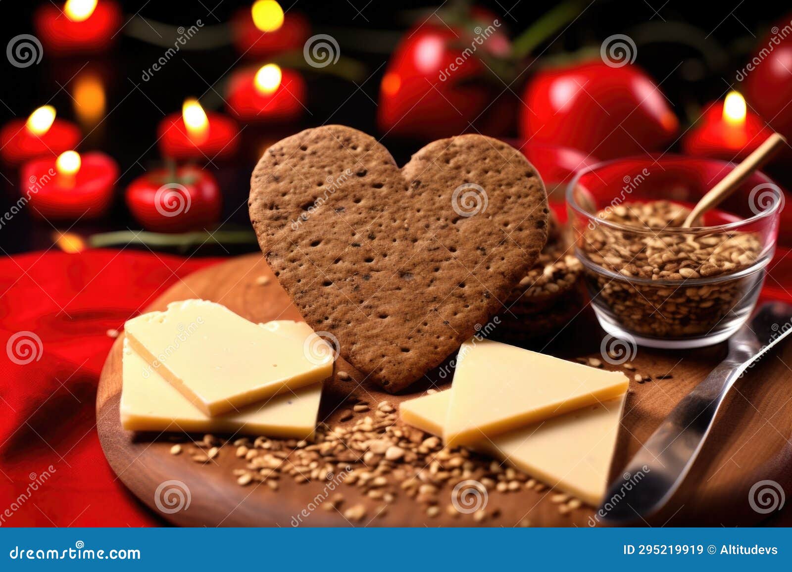 Rye Crackers Surrounding a Heartshaped Swiss Cheese Stock Image