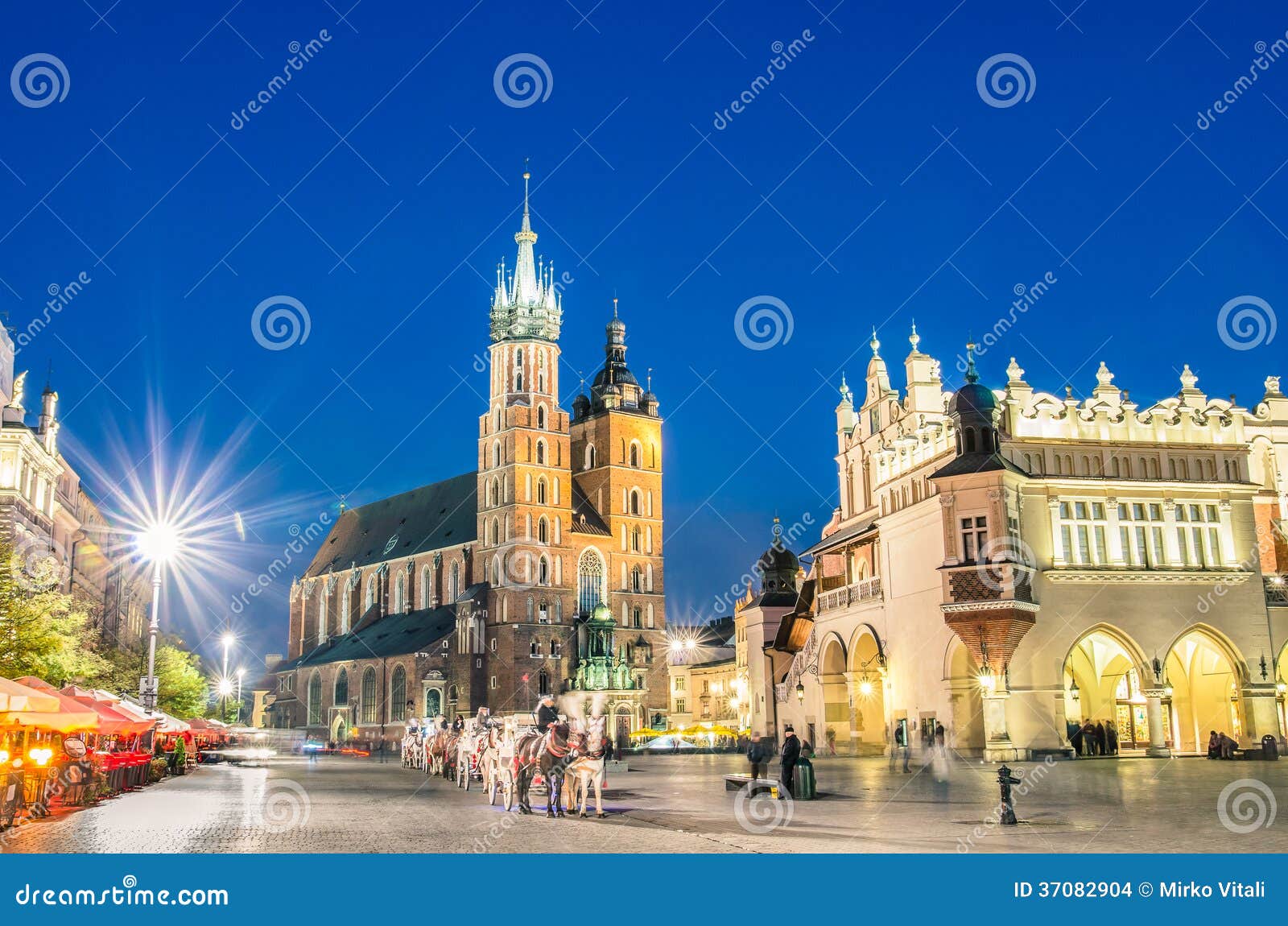 rynek glowny - the main square of krakow in poland