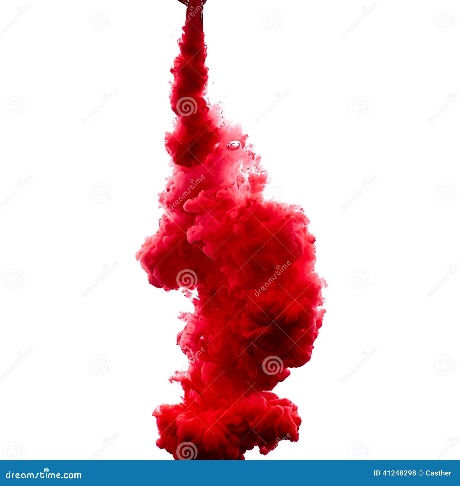 Rött akrylfärgpulver i vatten illustrationen för fractals för explosionen för abstrakt bakgrundsfärg texturerade den digitala. Färgpulver i vatten som isoleras på vit bakgrund