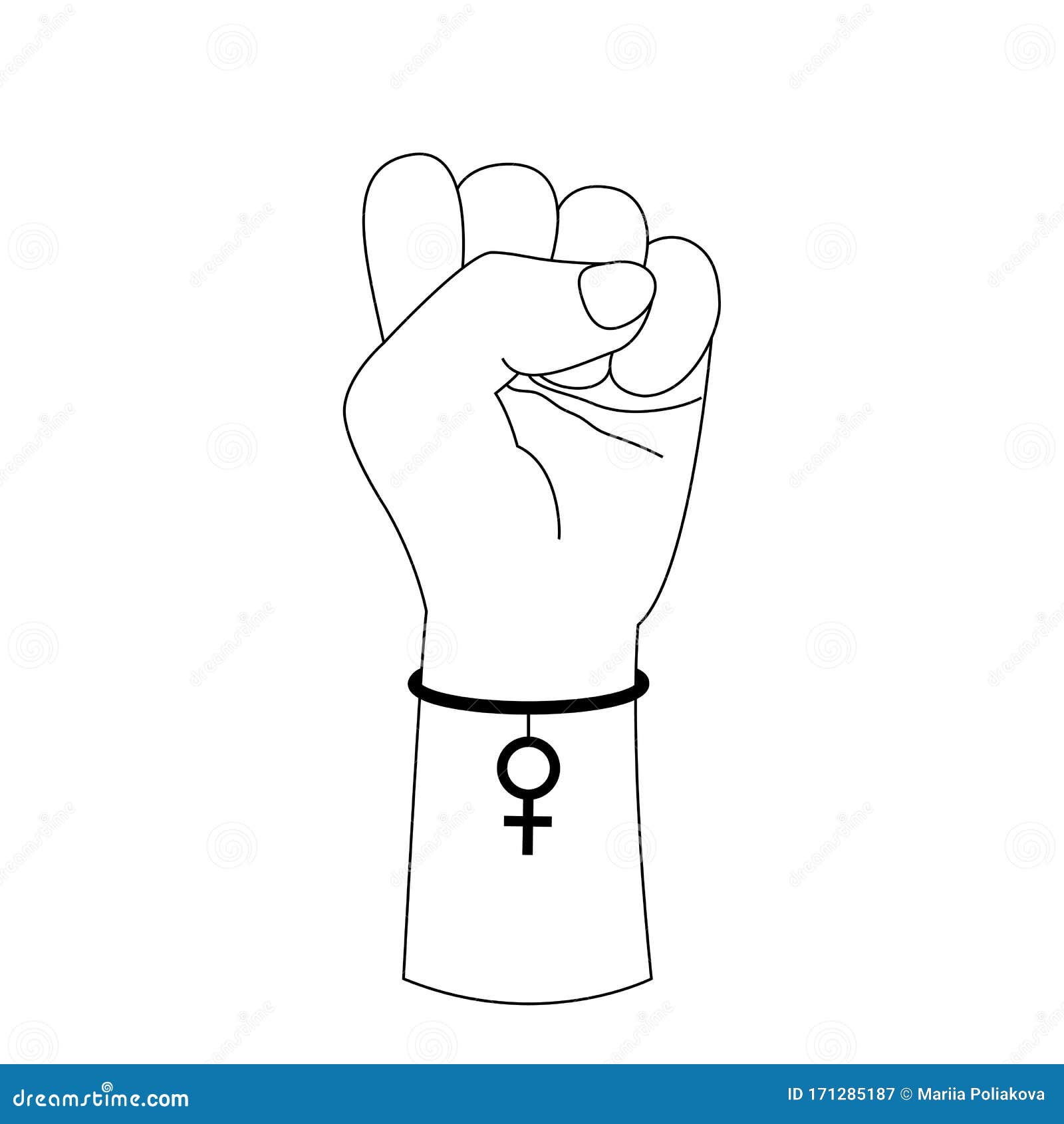 Símbolo De Feminismo Levantado Mano Con Una Pulsera En Forma De Espejo De  Venus Feliz Día De La Mujer 8 De Marzo Ilustración del Vector - Ilustración  de derechos, mano: 171285187